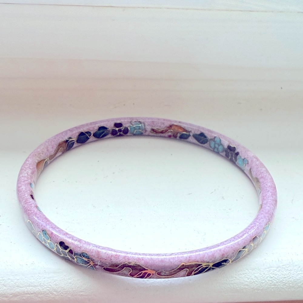 Floral Cloisonné Bangle Bracelet